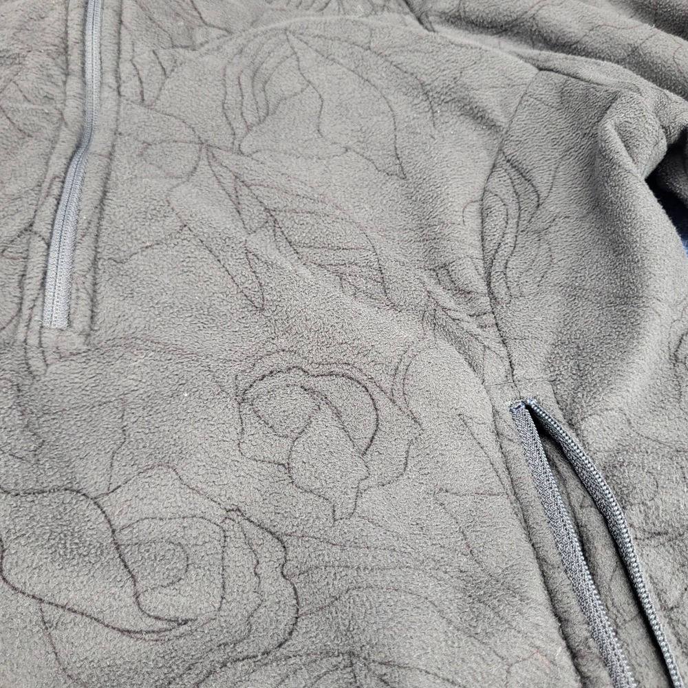 The North Face Womens Gray Floral Etched Quarter Zip Fleece Hoodie Size Medium - Picture 6 of 11